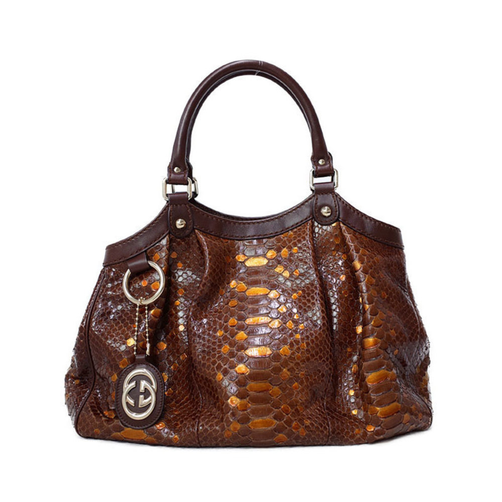 Gucci Tote Tan Sookie Python Bag - image 2